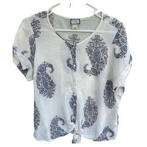 Peter Dunham for Lucky Brand size 1X tie from floral cotton top.